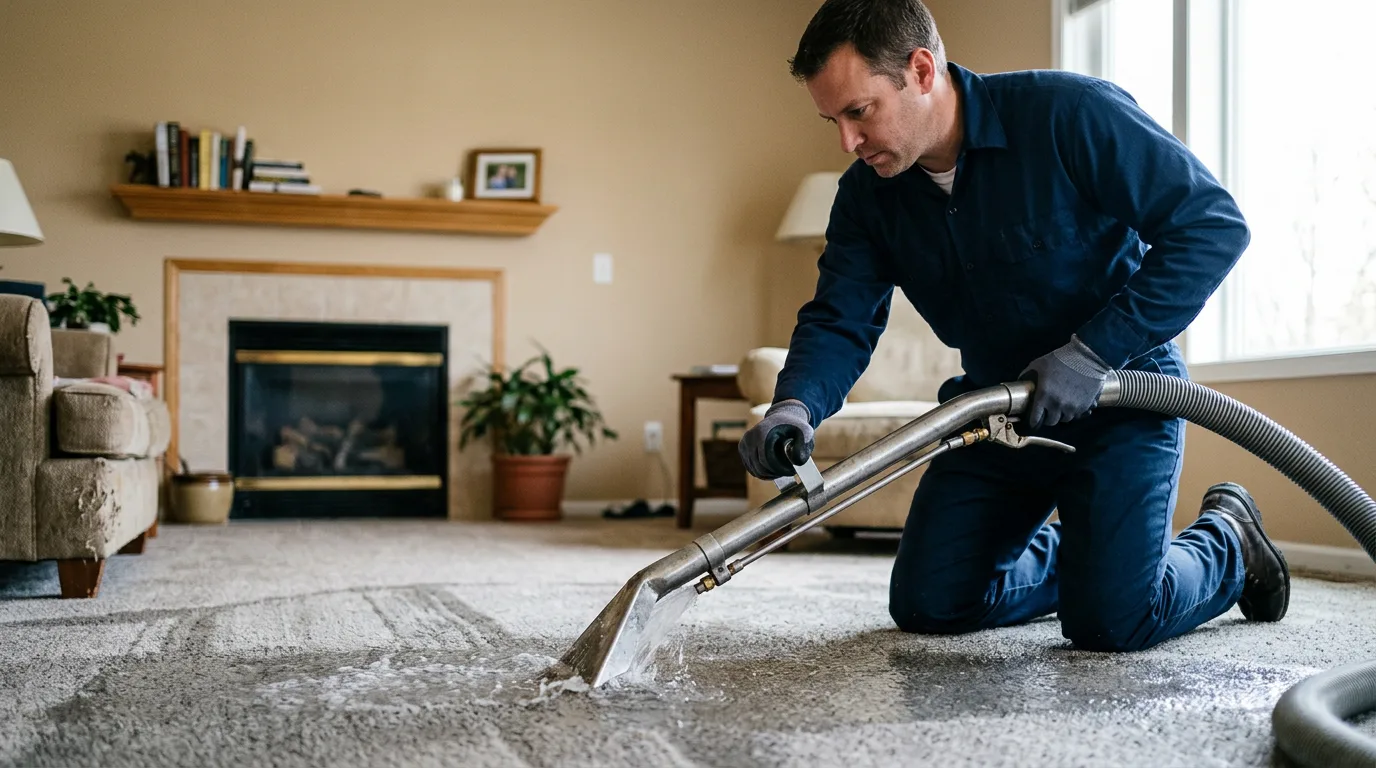 Water damage restoration technician working near Blanchard, IA